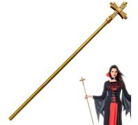1 Piece Staff, Pimp Cane, Antique Cross Cane for Costume Accessories, Wizard Staff for Halloween Cosplay, Priest Costume, Masquerade and Theatrical Performances