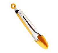 1 Piece Stainless Steel Handle Utensil Kitchen Pliers Cooking Salad Food Serving Silicone BBQ Tongs 26.5cm Yellow