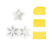 1 Piece Star Mold and 1 Piece Snowflake Mold, with 3 Pieces Plastic Scraper, Silicone Mold, Candle Holder Mold, DIY Decoration Mold