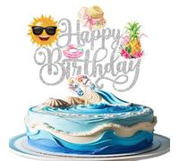 1 Piece Summer Theme Cake Decoration Tropical Pineapple Cake Decoration Sun Hat Swimming Ring Flip Flops Cake Topper for Hawaii Sand Beach Theme Baby Shower Children Birthday Party Cake Decorations