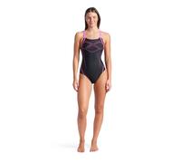 Arena Womens Graphic Swimsuit Swim Pro Back One Piece, Black-Shocking Pink, 30 EU