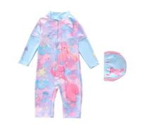 1 Piece Swimsuit for Little Girls and Children Sequins Pattern and Tutu Skirt