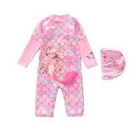 1 Piece Swimsuit for Little Girls and Children Sequins Pattern and Tutu Skirt