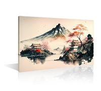 1 Piece Temples in Japan Wall Art Japanese Landscape living Room Decor Wall Prints on Canvas Mount Fuji Modern Artwork Stadium Picture for Living Room Framed Ready to Hang 16" Wx24 H