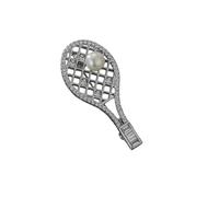 1 Piece Tennis Racket Brooch Fresh Cute Corsage Suit Coat Pin Silver