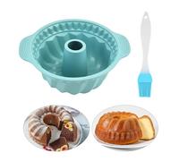 1 Piece Threaded Cake Mold, 1 Piece Oil Brush, Fluted Silicone Baking Pan, Round Baking Pan with Handle, Bread Baking Tools, Round Cake Mold