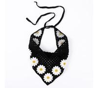 1 Piece Triangle Headscarves Women's Crochet Headscarf Boho Hair Band Vintage Headscarves Hair Bands Headbands Triangle Scarf Hair Accessories Headwear for Women Girls, Black A