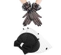 1 Piece Veil Hat And 1 Pair Of Gloves, Retro Hair Accessories, Ele Classic Hair Accessories, Party Clothing Accessories.
