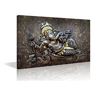 1 Piece Wall Art for Living Room Elephant Poster Prints on Canvas Lord Ganesha Wall Decorations Modern Indian God Home Decor Modern Artwork Stretched and Framed Ready to Hang (24''Wx 36''H)