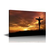 1 Piece Wall Art Jesus Christ Artwork Framed Wall Art Christian Prints on Canvas Cross Paintings Posters Home Office Room Wall Decor Ready to Hang, 16" Wx24 H