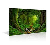 1 Piece Wall Decor Forest Wishing Tree Canvas Paintings Green Forest Landscape Pictures for Bedroom, Bathroom, Office Stream Flowing in the Forest Posters and Prints Framed Ready to Hang (12"Wx18"H)