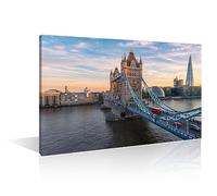 1 Piece Wall Decor Tower Bridge in London the UK Sunset with Beautiful Clouds Canvas Paintings Pictures for Bedroom, Bathroom, Office House Decor Stretched and Framed Ready to Hang (16" Wx24 H)