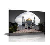 1 Piece Wall Decorations for Living Room Islamic Wall Art Jamie Mosque Poster Prints on Canvas Muslim Home Decorations Artwork for Home Walls Framed Ready to Hang (16''Wx 24''H)