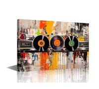 1 Piece Wall Decorations for Living Room Vinyl Records Wall Art Pop Art Graffiti Poster Prints on Canvas Modern Graffiti Home Decor Framed Ready to Hang (12''Wx 18''H)