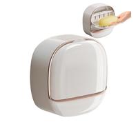 1 Piece Wall-Mounted Soap Dish, Waterproof and Dustproof, No Punching Design, With Drain Box, Suitable for Bathroom, Toilet, Wash Basin, Etc. (White)