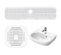 1 Piece Water Retaining Pad and 1 Piece Floor Drain Cover, Faucet Sink Pad, Dry Pad, Silicone Sink Absorbent Pad, Kitchen Splash Pad, Suitable for Kitchen and Bathroom (Transparent Color)