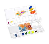1 Piece Watercolor Palette Folding Paint Tray,Paint Palette With Lid,Folding Mixing Painting Palette,Folding Mixing Painting Palette,For Painting Projects,Beginners And Artists(White)