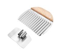 1 Piece Wave Knife with Wooden Handle, 1 Piece Finger Guard, Potato Cutter, Fruit and Vegetable Wave Knife, Folding Cutter, French Fries Potato Cutter, Potato Cutter Accessories
