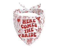1 Piece Wedding Dog Bandana Here Comes the Bride Dog Scarf Engagement Gift Wedding Party Merchandise (COMES THE BRIDE D)
