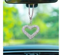 1-Piece White Crystal Rhinestone Car Pendant - Diamond Auto Interior Rear View Mirror Charm, Car Mirror Hanging Accessories for Women Girls (Car Accessories for Women) (white)