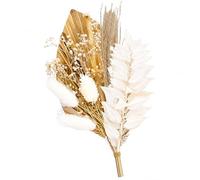 1 Piece White Gold Dried Flowers For Cakes Floral Cake Topper Boho Decor | Artificial Plastic Flowers, For Cakes, Weddings, Birthdays, For Bakers And Hobbyists, Gold Palm Leaf, Bunny Tails