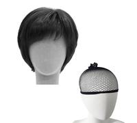 1 Piece Women's Short Pixie Wig With 1 Hair Net, African Short Hair Wig, Suitable For Men And Women (Black)