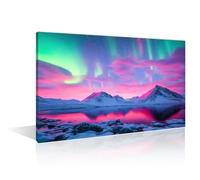 1 Pieces Aurora Scenery Pictures for Living Room Northern Lights on the Lake Wall Art Prints on Canvas Modern Artwork Wall Decor for Bedroom Office Bathroom Decor Ready to Hang, (16" Wx24 H)