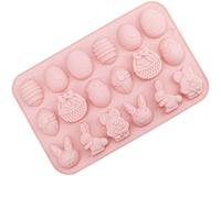 1 Pieces Easter Silicone Chocolate Moulds 18 Cavity Egg,Bunny, Rabbit Head,Basket Shapes Molds for DIY Chocolate,Candy,Jelly…