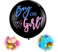 1 Pieces Gender Reveal Balloon with Confetti, Balloons 36 inch, Party Big Black Balloons Boy or Girl Balloon, Kit Includes 1 Pieces Black Balloons and 2 Pieces Pink and Blue Confetti
