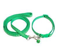 1 Pieces Green Dog Collar and Leash Set Dot Shape Adjustable Polypropylene Dog Collar For Kitten/Puppy 19-32CM Adjustable/1.2M Lead