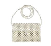 1 Pieces Luxury White Pearl Purses Shoulder Bag for Women Pearl Bag Crossbody Beaded Clutch Evening Bag