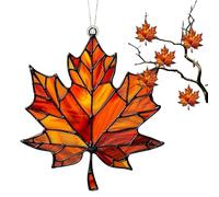 1 Pieces Maple Leaves Suncatchers | Acrylic Window Hanging Ornament | Maple Leaf Stained Glass Window Hanging | Thanksgiving Autumn Party Supplies | 15x12cm