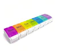 1 Pieces Pill Box Organiser Pill Dispenser Box, 7 Day Pill Box Organiser One Time a Day, Weekly Pill Box Pill Organiser for Medication, Supplements, Vitamins, Cod Liver Oil (Multicolor-1)