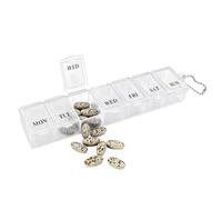 1 Pieces Pill Box Organiser Pill Dispenser Box, 7 Day Pill Box Organiser One Time a Day, Weekly Pill Box Pill Organiser for Medication, Supplements, Vitamins, Cod Liver Oil (White)