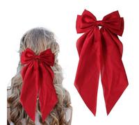 1 Pieces Red Hair Bow,Red Bows For Hair,Bow With Long Tail,Metal Bowknot Clips,Barrettes Long Tail French Ribbon,Suitable For Daily Outfits,Festivals Or Special Occasions