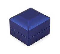 1 Pieces Ring Earring Gift Box with LED Light, Elegant Velvet Ring Case Jewelry Display for Proposal, Engagement, Wedding, Gift (Blue)