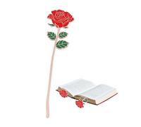 1 Pieces Rose Metal Bookmarks, Book Bookmarks, Flower Book Page Holder for Reading Lovers,Metal Bookmark Gifts, Red Rose Bookmark Gifts for Women (Red)
