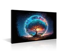 1 Pieces Tree Wall Art Colorful Tree of Life in front of the Galaxy Posters Wall Art for Living Room Tree of Life Pictures Modern Artwork Print on Canvas Stretched and Framed Ready to Hang 24" Wx36 H