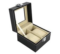 1 Pieces Watch Display Box, 2-Slot Watch Case black PU Leather Watch Box with Clear Lid Removable Watch Pillow for Watch Jewellery Decoration