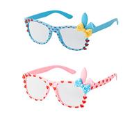 1 Pink 1 Blue Bunny Ear Childrens Costume Glasses Classic Clear Lens Glasses Frames Girls Kids Costume Glasses Fancy Dress World Book Day Geek Glasses Hipsters Nerd Style Fake Glasses