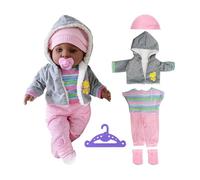 1 Pink Doll Clothing Toy, 1 Clothes Hanger Including Jacket, Shirt, Trousers, Hat and Socks, Baby Birth Accessories, Winter Plush Sweater, Thick Doll Coat (43 Cm)