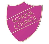 1 Pink School Council Enamel Metal Shield Childrens Pupils Motivational School Praise Teachers Reward Badge Primary Teaching Services