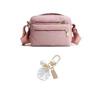 1 Pink Square Bag, 1 Shell Keychain, Multi-functional Men's and Women's Crossbody Handbag, One Shoulder Small Square Bag, Metal Creative Keychain, Suitable for Travel, Work, And Daily Activities