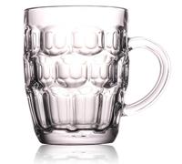 1 Pint Glass Dimpled Beer Mug Set, Heavy British Pub Stein Cup with Handle