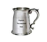 1 Pint Pewter Tankard - Classic British Beer Mug with Traditional Old London Design - a Gift for Birthday, Wedding or Father’s Day - Engraving Available (with Engraving)