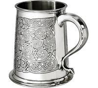 1 Pint Pewter Tankard with Celtic Spirals Design Swan Handle Pure Heavy Gauge Beer Tankard Perfect for Engraved Personalised Gifts for Men and Women