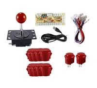 1 Player Arcade Game DIY Kit with Joystick Handle, PC Game Parts, Easy Installation, with 24# And 30# Buttons, Red