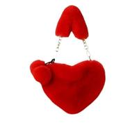 1 Plush Love Handbag and 1 Keychain, Multifunctional Shoulder Bag, Cute Female Accessories, Suitable for Daily Outings and Gifts (Red).