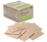 1-Ply Brown Cocktail Napkins 500pcs - Eco Friendly Compostable Kraft Paper Serviettes - Unbleached Recycled 1/4 Fold Napkins for Café Bar Restaurant Wedding Party Catering Trade Pack