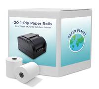 1-Ply White Bond Paper for Toast Kitchen Printer by Paper Planet | 20 Rolls | Compatible with TKP300 SNBC BTP-M300